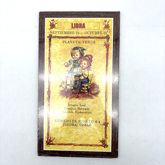 NEW Vintage 70s Spanish Zodiac LIBRA Particle Board Wall Hanging 11.25x6.25" - Picture 1 of 7